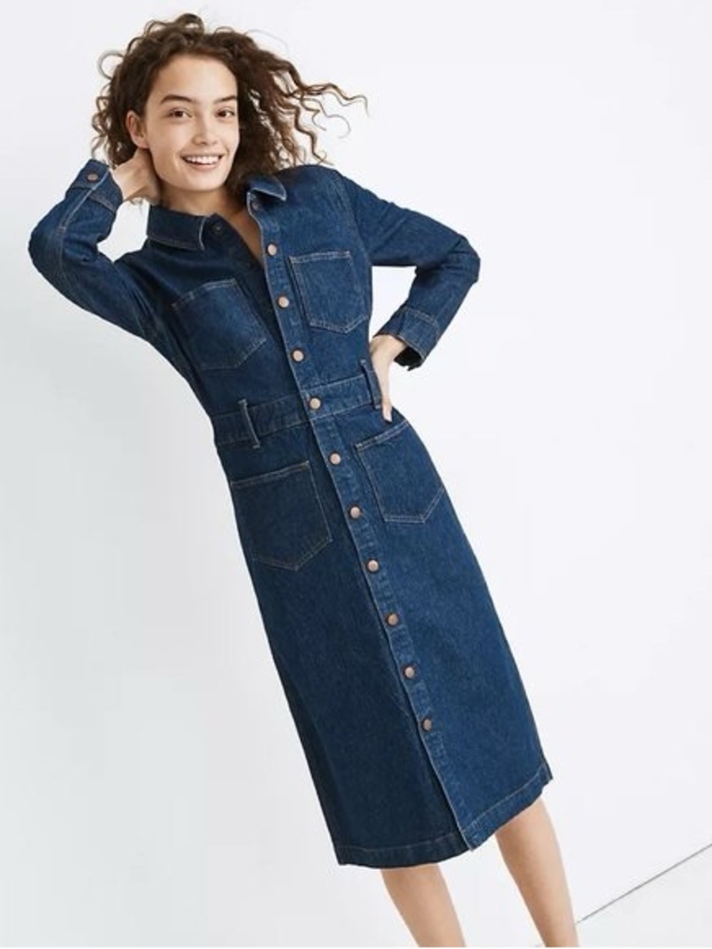 Madewell Denim Snap-Front Midi Shirtdress in Everthorpe Wash